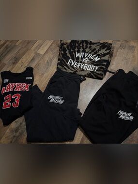 Mayhem Graphic Tees & CrossFit Anthem Black sweatpants Set